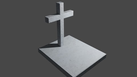 Tomb Concrete - Cross - Graveyard - Printing Low-poly 3D model