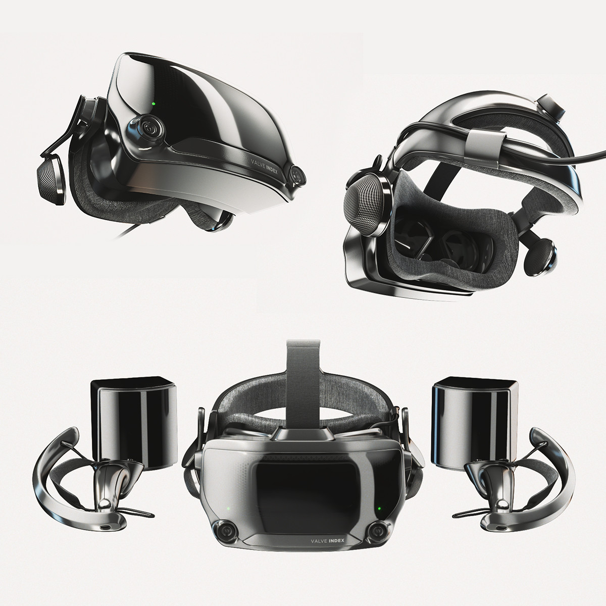 Valve Index VR headset with controllers and sensors - full kit 3D model