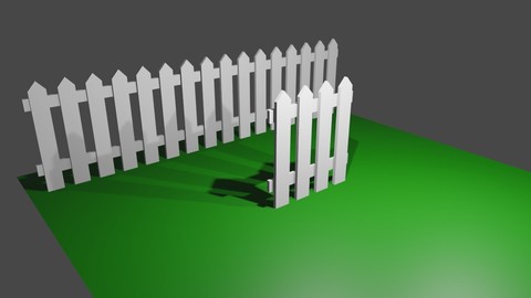 White Fence for Garden - Cerca branca Low-poly 3D model