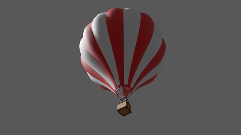 Red Striped Balloon - Balao Vermelho Listrado Low-poly 3D model