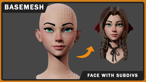 Stylized Female Head Basemesh + Accessories