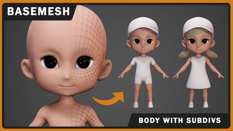 Chibi Anime Kid Body Basemesh + Accessories