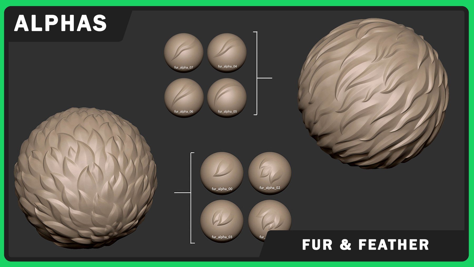 ArtStation - Stylized Fur And Feather Alphas | Brushes