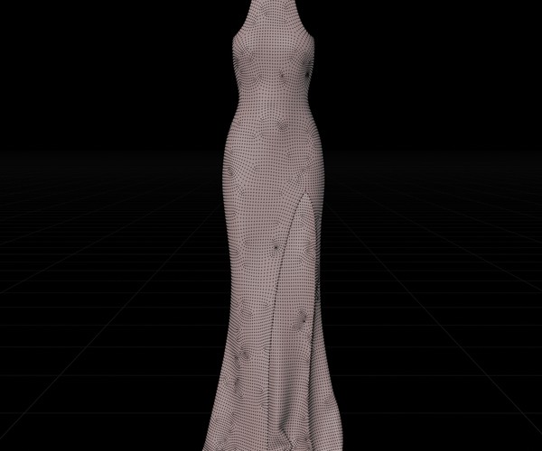 ArtStation - Halter neck gown with high slit 3D model | Resources