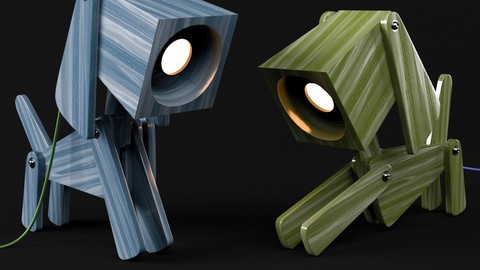 Two Puppy shaped Wooden Table Lamp