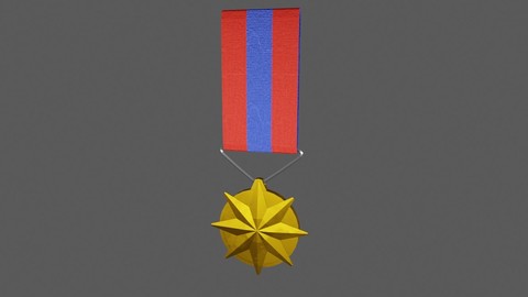 Military Gold Medal - Medalha de Ouro Militar Low-poly 3D model