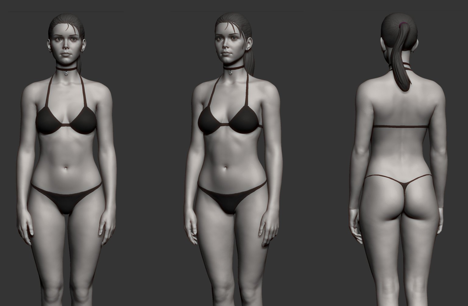 High-poly model of the female body. 