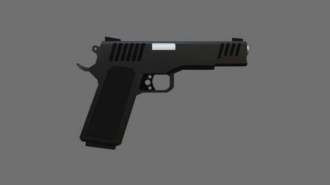 Black Pistol 9mm - Revolver - Gun Weapon - Arma Low-poly 3D model