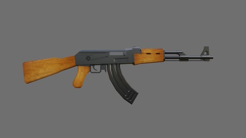 AK-47 Rifle Light wood - Machinegun - Fuzil - Metralhadora Low-poly 3D model