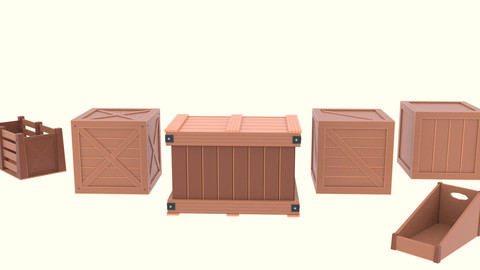 Low Poly Cartoon Crates