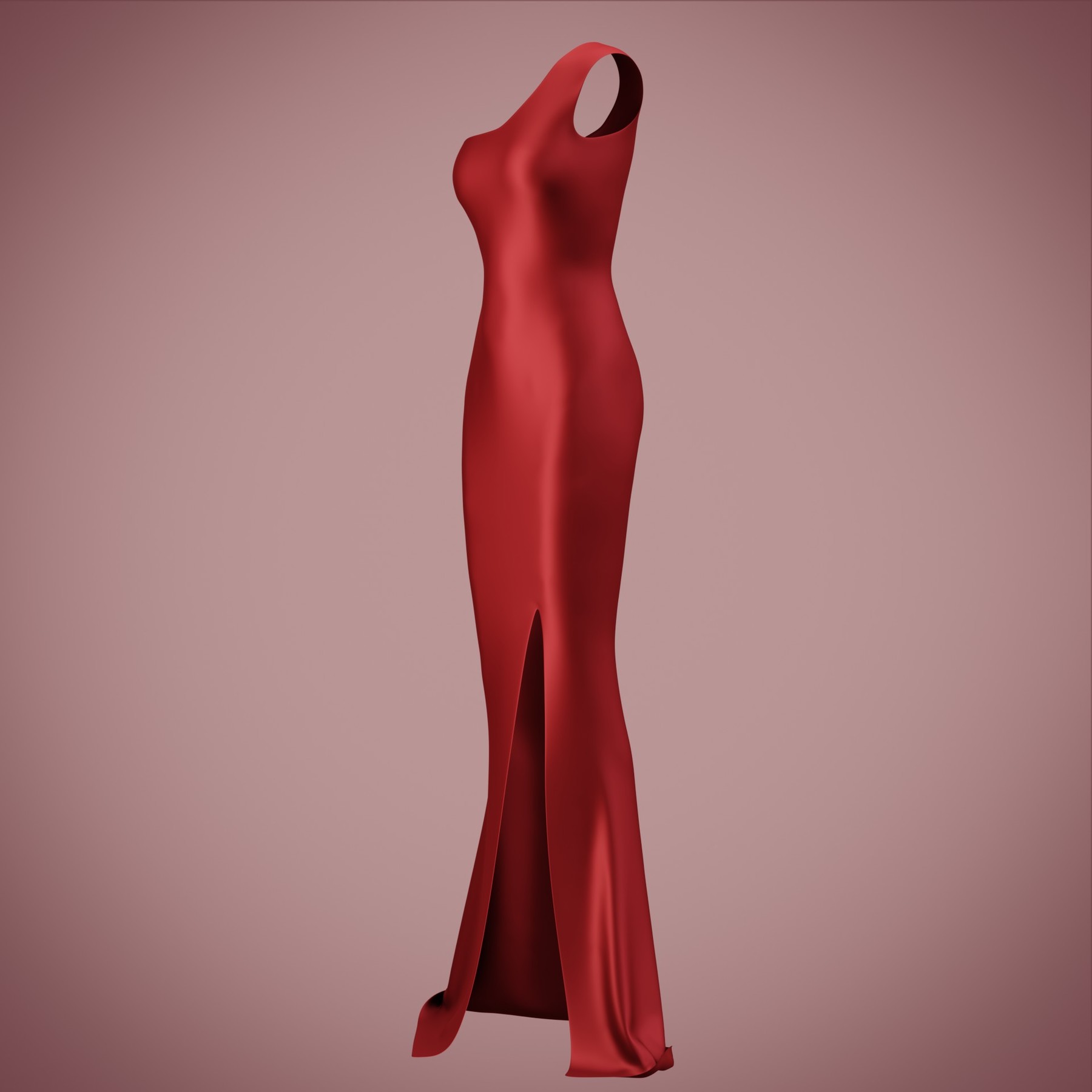 ArtStation - one shoulder red satin dress 3D Model | Resources