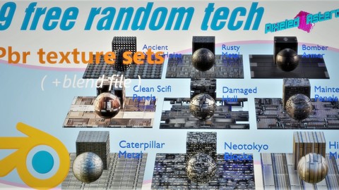 9 FREE RANDOM TECHNOLOGY PBR MATERIALS. (with blend file ready included)