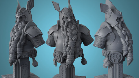 Dwarf bust for 3D printing