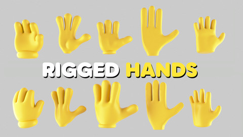 Hand rigs - FBX with joints - OBJ