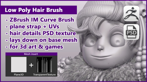 ZBrush Low Poly Hair Brush