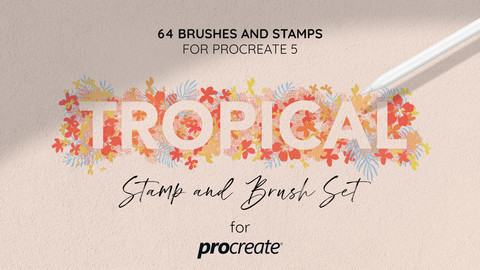 Tropical Summer Stamp and Brush set for Procreate