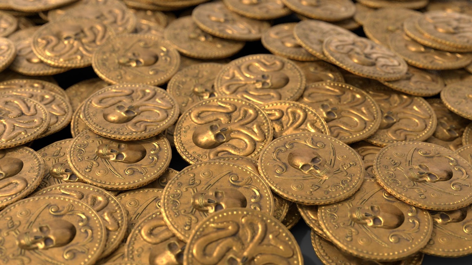 ArtStation Pirate Gold Coin and Stack Variant E Game Assets