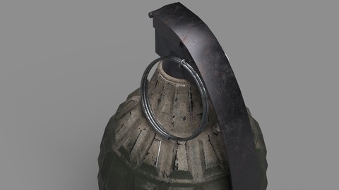 3D low poly model of hand grenade