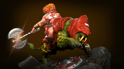 He-Man and Battlecat diorama