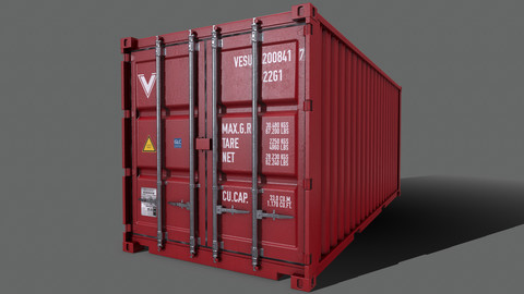 PBR 20 ft Shipping Cargo Container Version 2 - Red