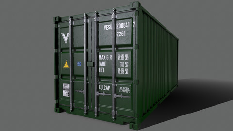 PBR 20 ft Shipping Cargo Container Version 2 - Green Dark