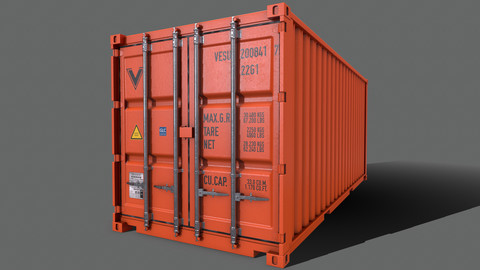 PBR 20 ft Shipping Cargo Container Version 2 - Orange