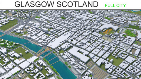 Glasgow City Scotland 3D Model  80km