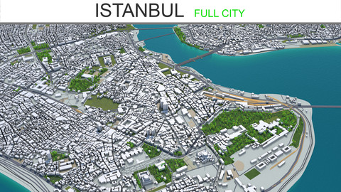 Istanbul City 3D model 100 km