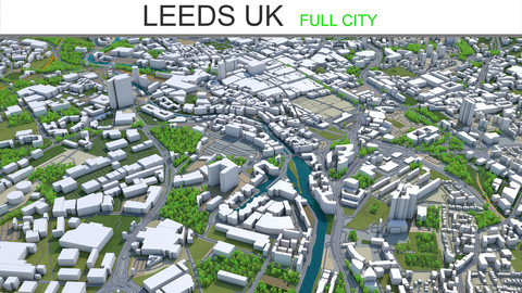 Leeds City 3D Model UK 60 km