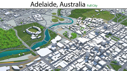 Adelaide City Australia 3D Model 65km