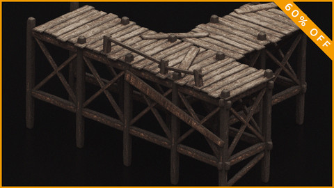 Wooden Scaffolding 3D Model