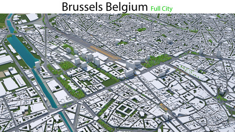 Brussels City Belgium 3D Model 50km