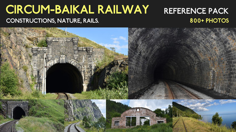 Circum-Baikal Railway Reference Pack. Tunnels (inside and outside), nature, rails.