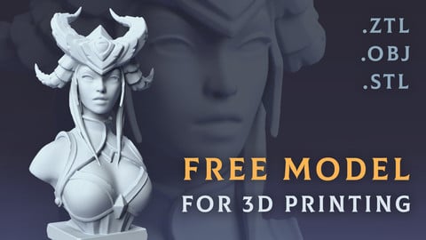 Free - Daemon girl bust for 3D printing
