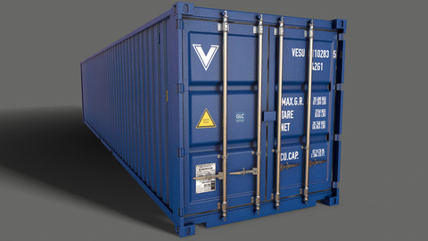 PBR 40 ft Shipping Cargo Container - Blue