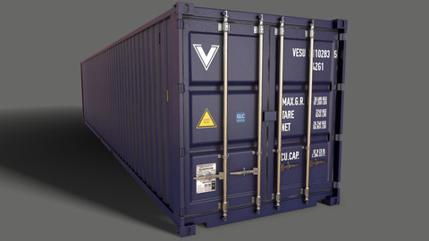 PBR 40 ft Shipping Cargo Container - Blue Dark