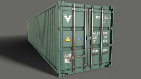 PBR 40 ft Shipping Cargo Container - Green Light