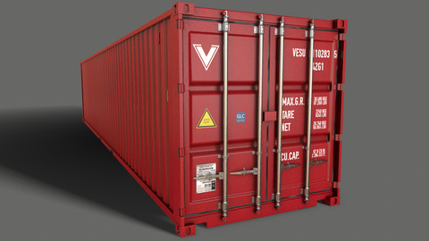 PBR 40 ft Shipping Cargo Container - Red