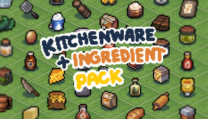 Artstation 16x16 Pixel Kitchenware Ingredients Pack Game Assets