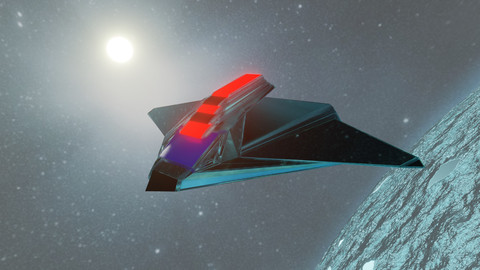 Alien spaceship and planet