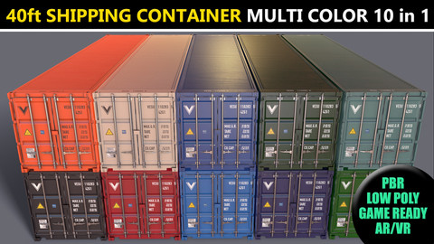 PBR 40 ft Shipping Cargo Container - Multi color Pack