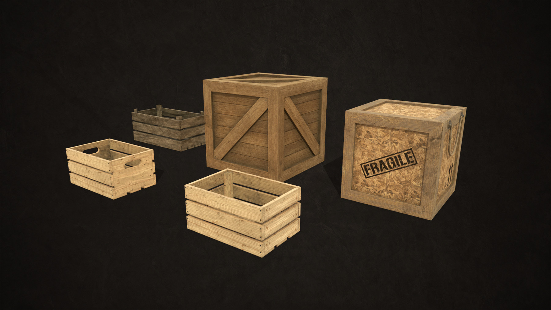ArtStation Wooden Crates Low Poly Game Assets