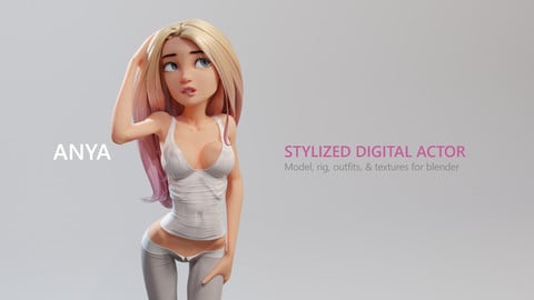ANYA Digital Actor - Rigged Girl Character for Blender