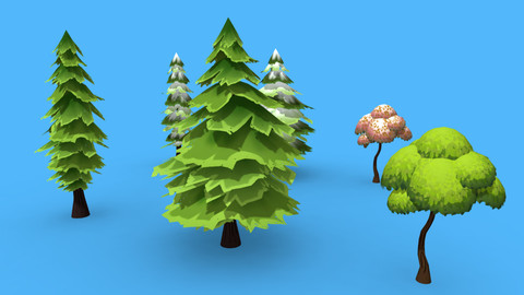 Stylized hand-painted Trees - Bundle