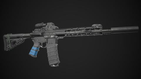 AR15 Rifle with Upgrades (Game Ready)