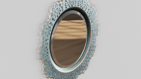 Blue Metal Wall Mirror PBR GLTF