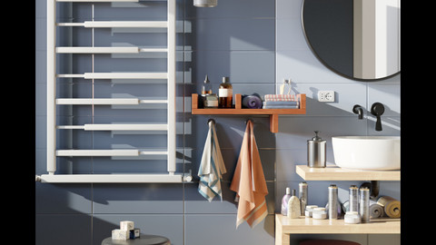 Blue Bathroom 3d scene (.fbx - .blend)