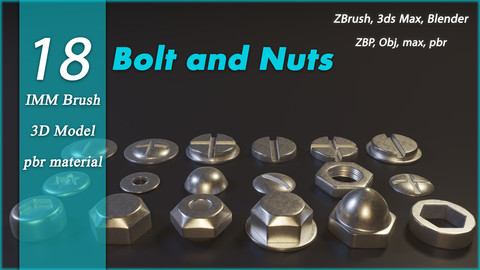 Bolt and Nuts IMM Brush + 3d model + textures (obj,max)