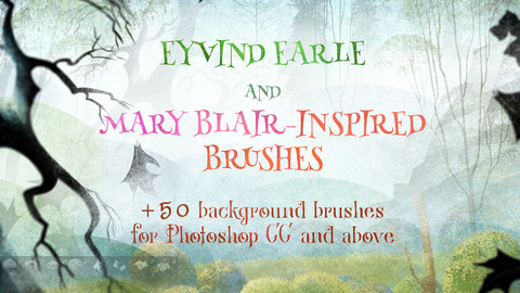 Eyvind Earle and Mary Blair-inspired background brushes