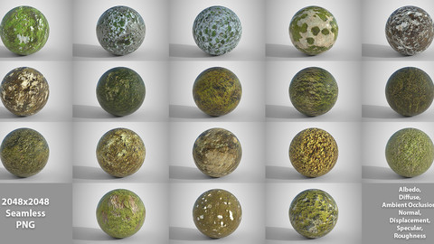 18 Seamless Mossy Surfaces PBR Volume 2